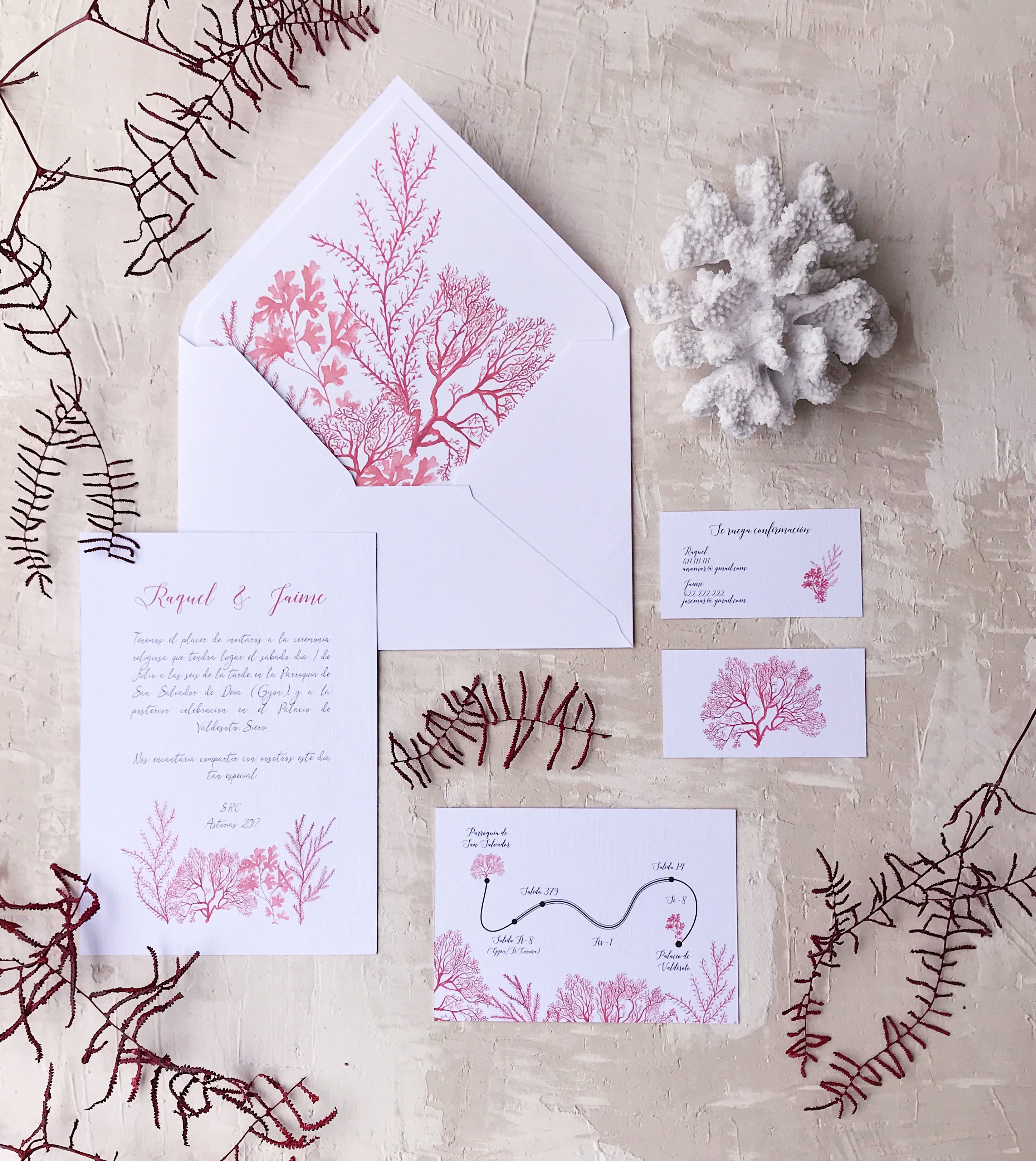 Participación de boda marinera coral Marmarina